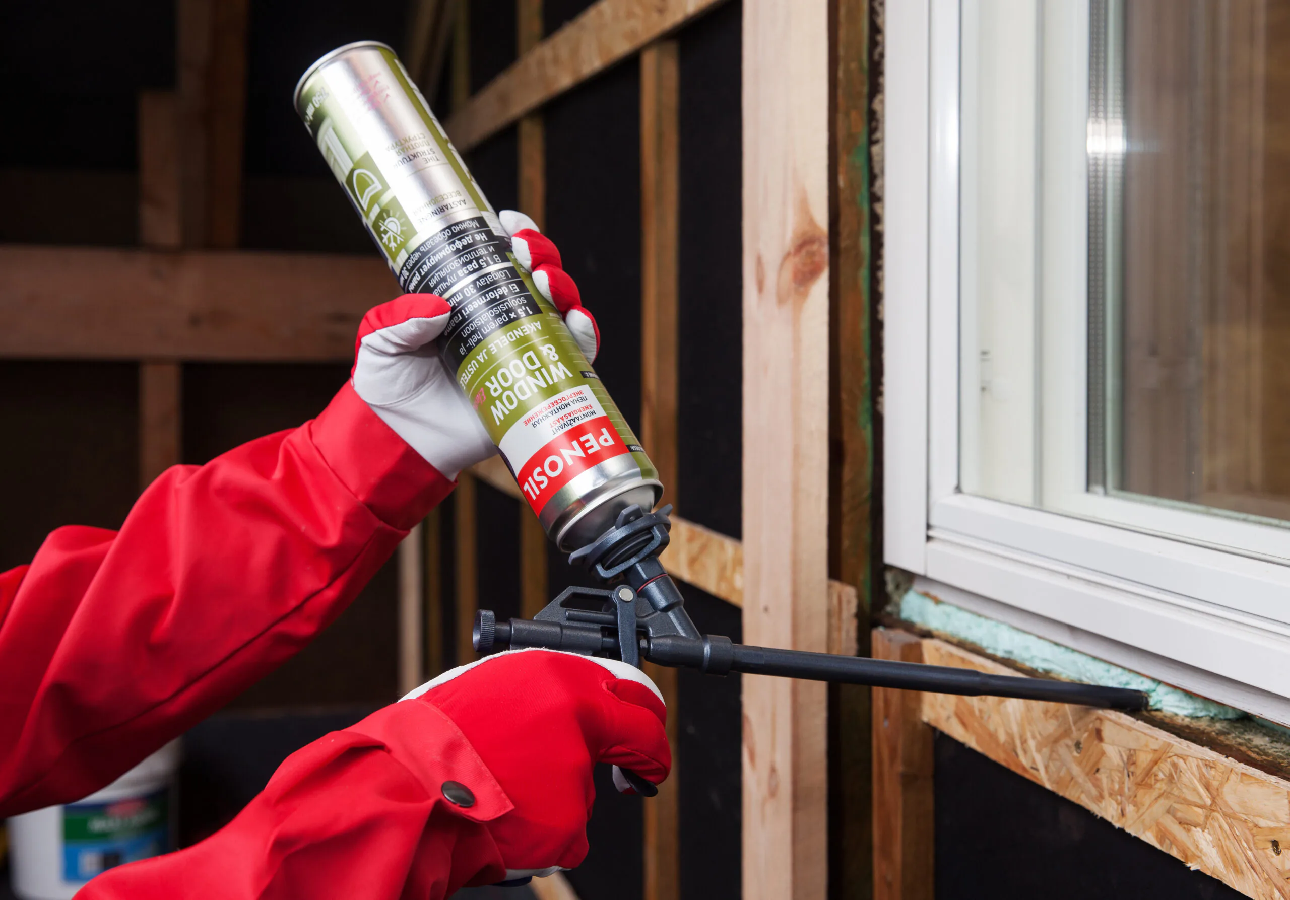 Using PU foam to seal a gap around a window